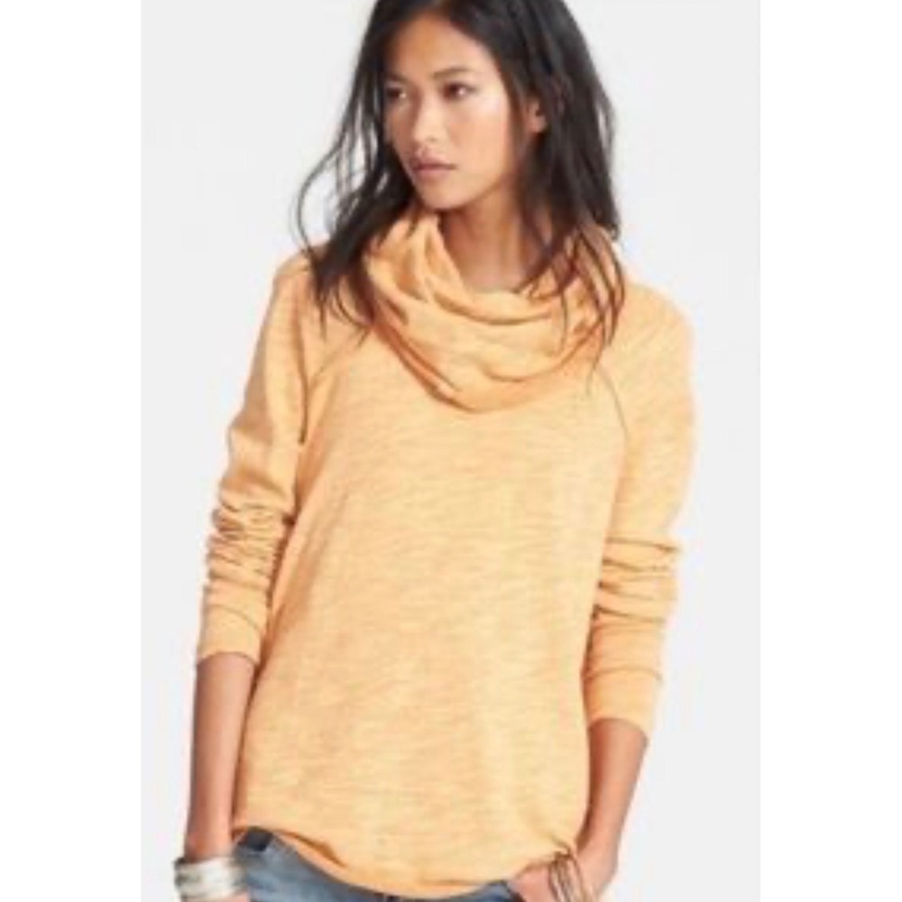 Free People FP Beach Cocoon Cowl Pullover in a heathered orange shade boho
M/L